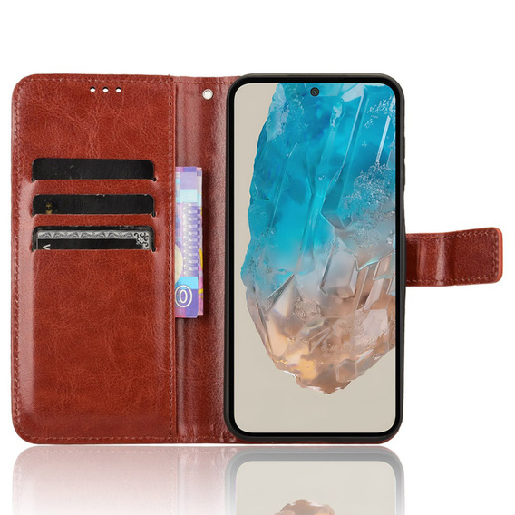 Откидной чехол для Samsung Galaxy M35, Crazy Horse Wallet, коричневый