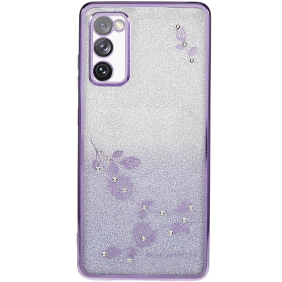 Чехол для Samsung Galaxy S20 FE, Glitter Flower, фиолетовый