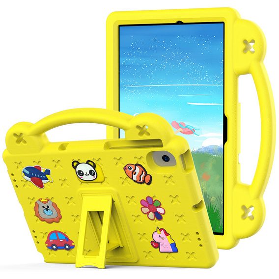 Детский чехол для Samsung Tab A8 X200 / X205, Cute Patterns, с подставкой, жёлтый