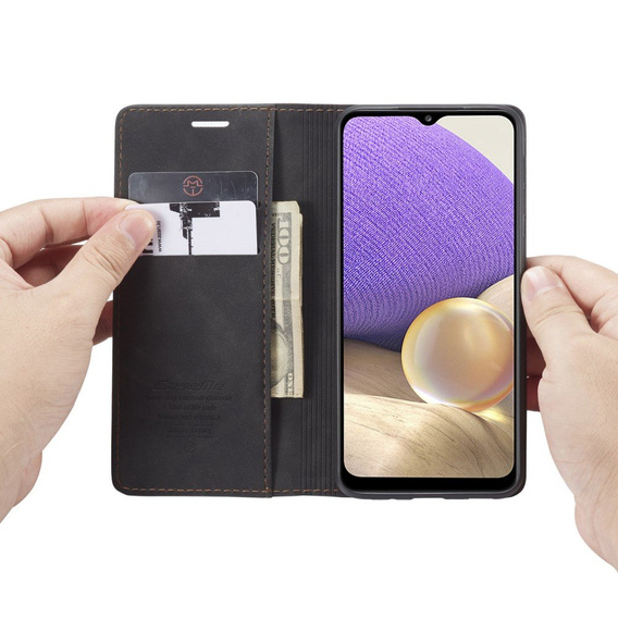 Чехол CASEME для Samsung Galaxy A32 5G, Leather Wallet Case, чёрный