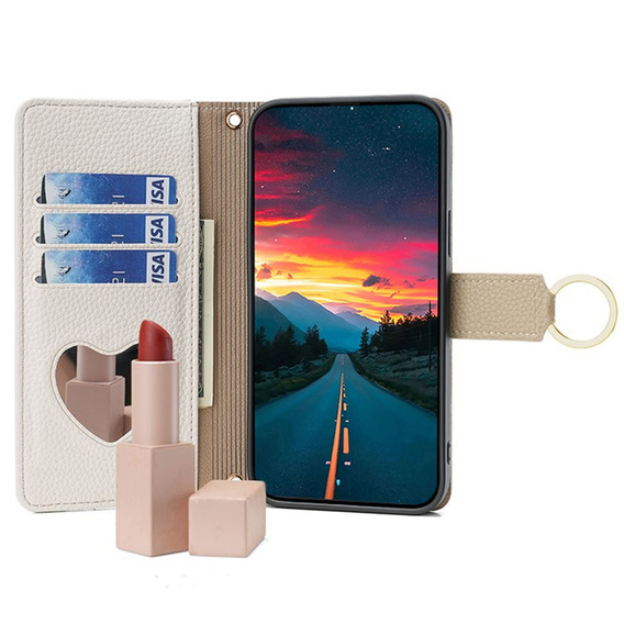 Флип-кейс для Motorola Moto G24 / G24 Power / G04, Wallet Zipper Pocket, с зеркалом, белый