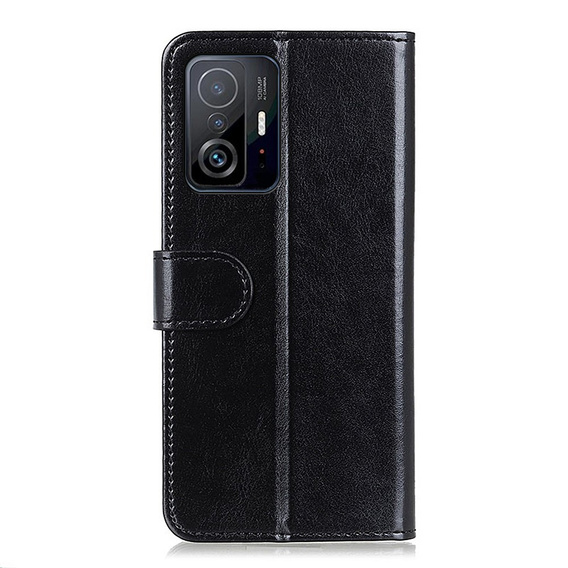 Откидной чехол для Xiaomi 11T / 11T Pro, Crazy Horse Wallet, чёрный