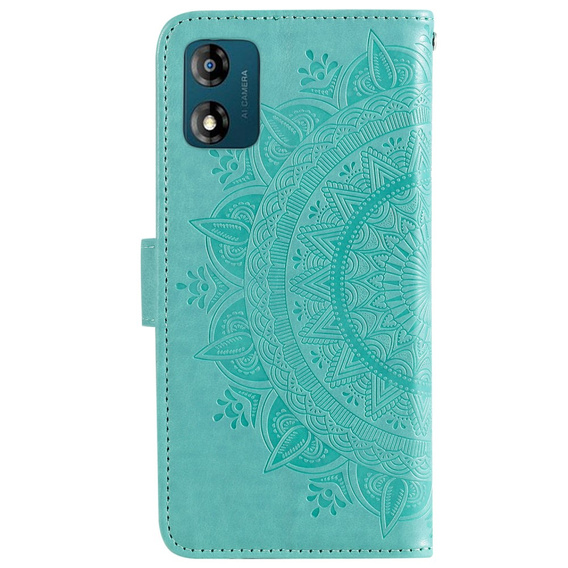 Откидной чехол для Motorola Moto E13, Mandala Flower, зелёный