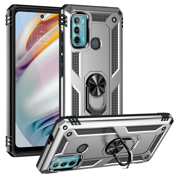 Броньований Чoхол до Motorola Moto G60, Nox Case Ring, сріблястий