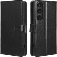 Откидной чехол для Sony Xperia 1 V, Crazy Horse Wallet, чёрный