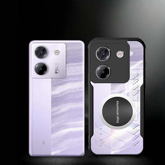 Чохол для Xiaomi Poco M7 Pro 5G, з магнітною пластиною, прозорий / чорний