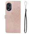 Чохол-книжка для Oppo A58 4G, Mandala, рожевий rose gold