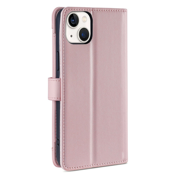 Откидной чехол для iPhone 15, Wallet Zipper Pocket, розовый