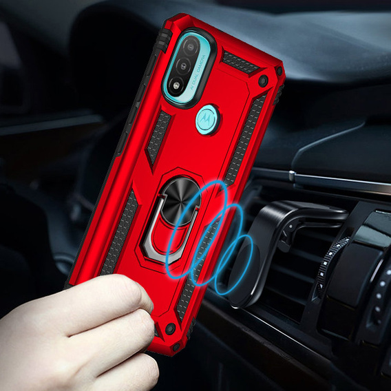 Бронированный Чехол до Motorola Moto E20/E30/E40, Nox Case Ring, красный