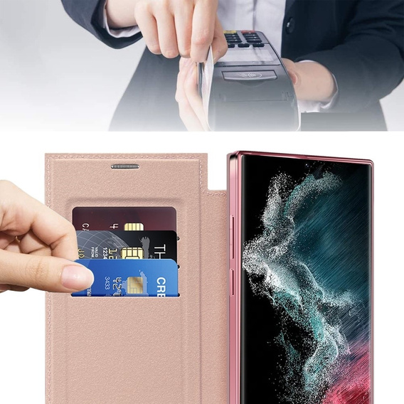 Откидной чехол для Samsung Galaxy S22 Ultra 5G, RFID Wallet MagSafe CamShield, розовый