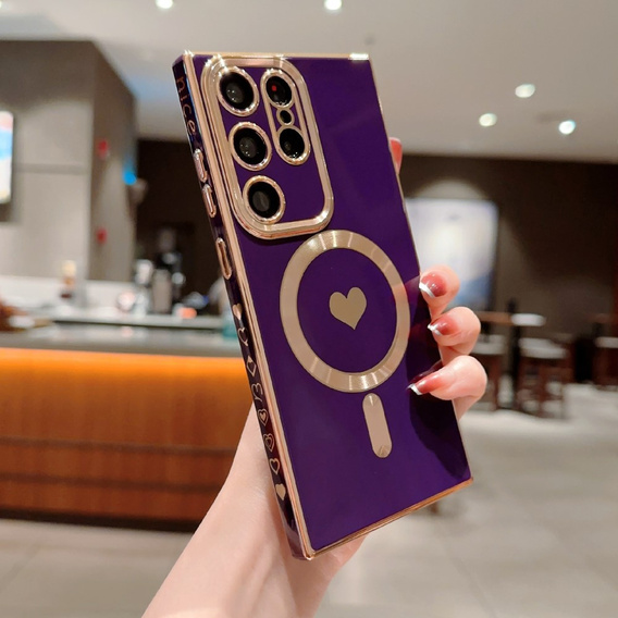 Чехол для Samsung Galaxy S22 Ultra, MagSafe Heart, фиолетовый