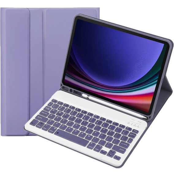Чехол + клавиатура Samsung Galaxy Tab S9, Leather Pen Slot, фиолетовый