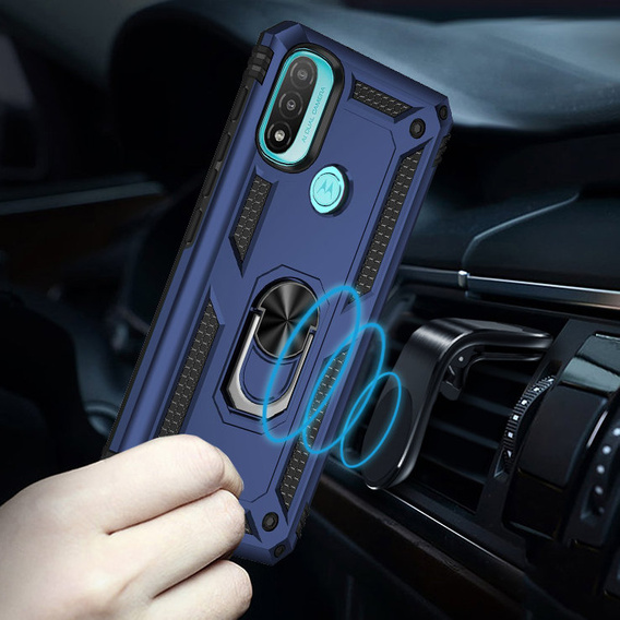 Бронированный Чехол до Motorola Moto E20/E30/E40, Nox Case Ring, синий