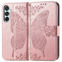 Откидной чехол для Samsung Galaxy M15 5G, Butterfly, розовый rose gold