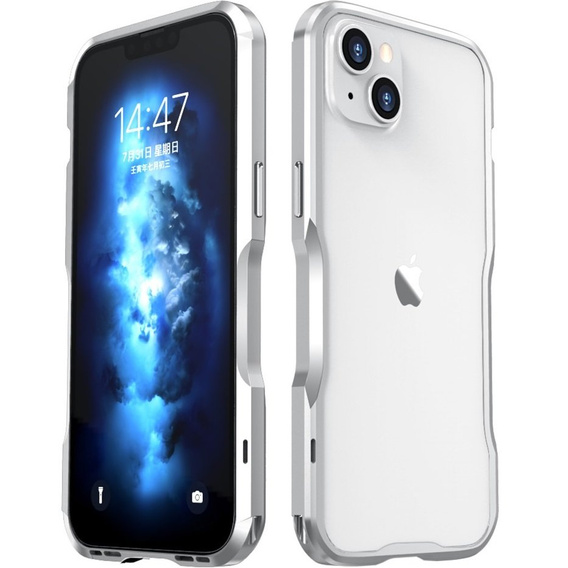 Чехол LUPHIE для iPhone 14, Armor Bumper, серебряный