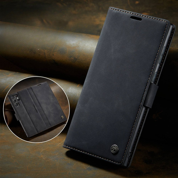 Чехол CASEME для Samsung Galaxy S22 Ultra, Leather Wallet Case, чёрный