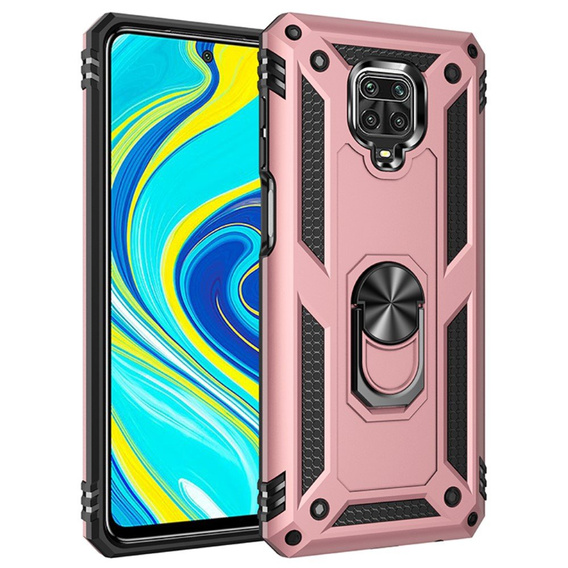 Бронированный Чехол до Xiaomi Redmi Note 9S / 9 Pro, Nox Case Ring, розовый