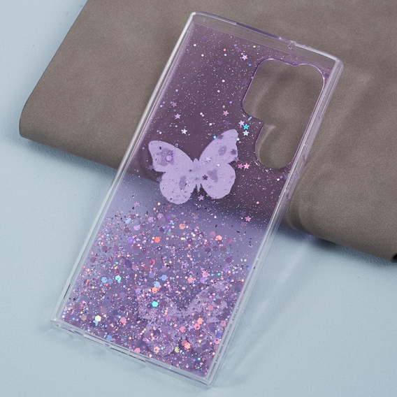 Чохол для Samsung Galaxy S24 Ultra, Glitter Butterfly, фіолетовий