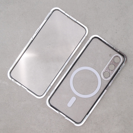 Магнітний чохол Dual Glass MagSafe для Samsung Galaxy S23+ Plus, сріблястий