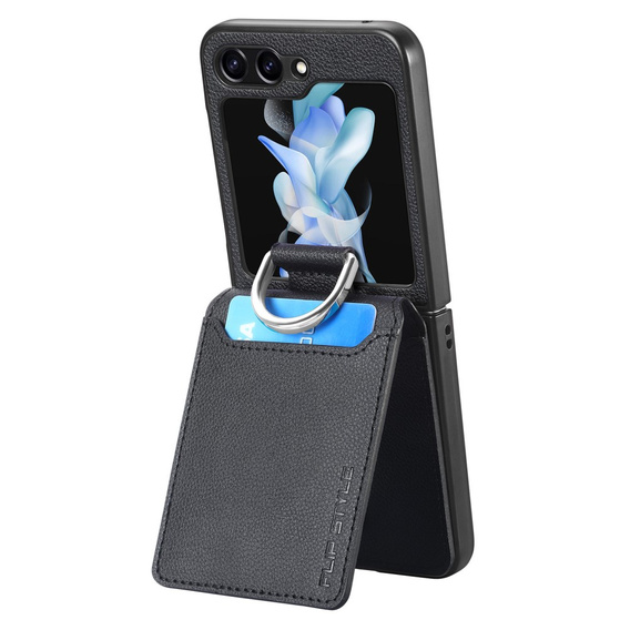 Чехол для Samsung Galaxy Z Flip6 5G, Card Slot Ring Case, чёрный