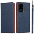 Кожаный чехол для Samsung Galaxy S20 Ultra, ERBORD Grain Leather, темно-синий