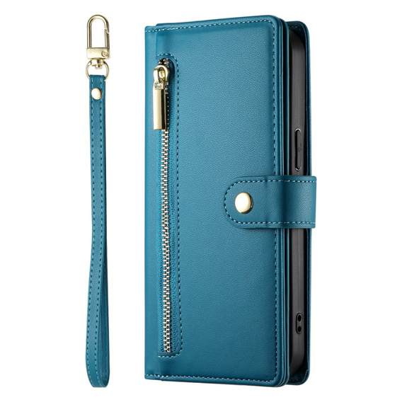 Откидной чехол для Samsung Galaxy S25, Wallet Zipper Pocket, синий