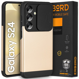 Чехол до Samsung Galaxy S24, ERBORD CamProtect Slide Camera, золотой