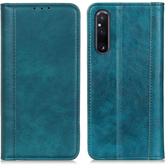 Чехол до Sony Xperia 1 V, Wallet Litchi Leather, зелёный