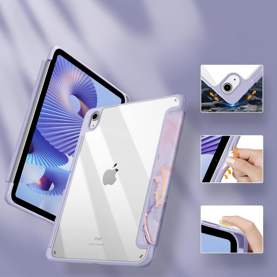 Чехол для iPad 10.9" 2022 (10 gen.), Smartcase Hybrid, с местом для стилуса, Marble фиолетовый