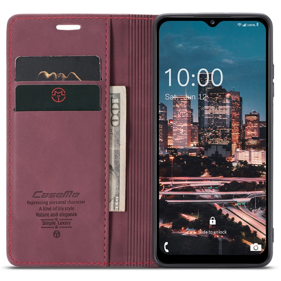 Чехол CASEME для Samsung Galaxy A04S / A13 5G, Leather Wallet Case, красный