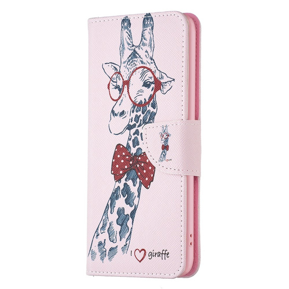 Чохол-книжка для Samsung Galaxy A25 5G, Wallet, giraffe, рожевий + скло 9H 