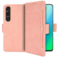 Футляр з клапаном для Sony Xperia 1 V, Card Slot, рожевий