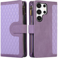 Чохол-книжка для Samsung Galaxy S24 Ultra, Wallet Zipper Pocket, з плечовим ременем, фіолетовий