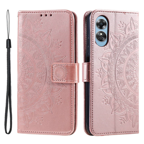 Откидной чехол для Oppo A17, Mandala, розовый rose gold