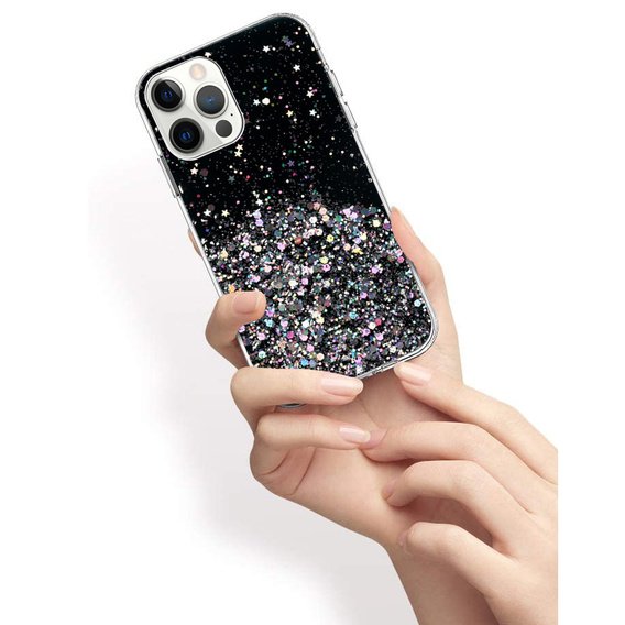 Чехол до iPhone 13 Pro Max, Glittery, чёрный