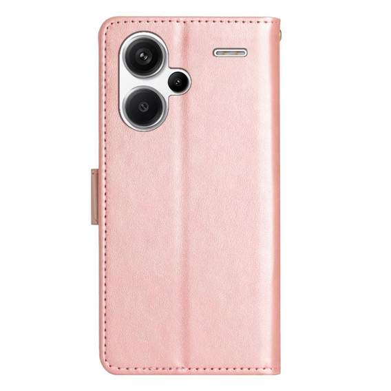 Откидной чехол для Xiaomi Redmi Note 13 Pro+, Butterfly, розовый rose gold