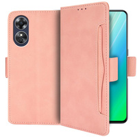 Футляр з клапаном для Oppo A17, Card Slot, рожевий