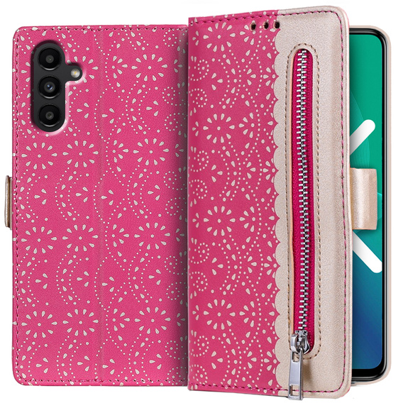 Чохол-кришка для Samsung Galaxy A04S / A13 5G, Wallet Pocket Zipper Lace, червоний