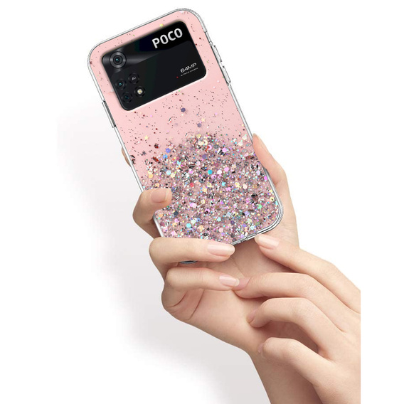 Чехол до Xiaomi Poco M4 Pro 4G, Glittery, розовый