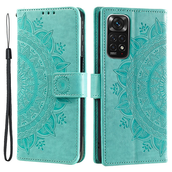 Откидной чехол для Xiaomi Redmi Note 11/11S, Mandala, зелёный