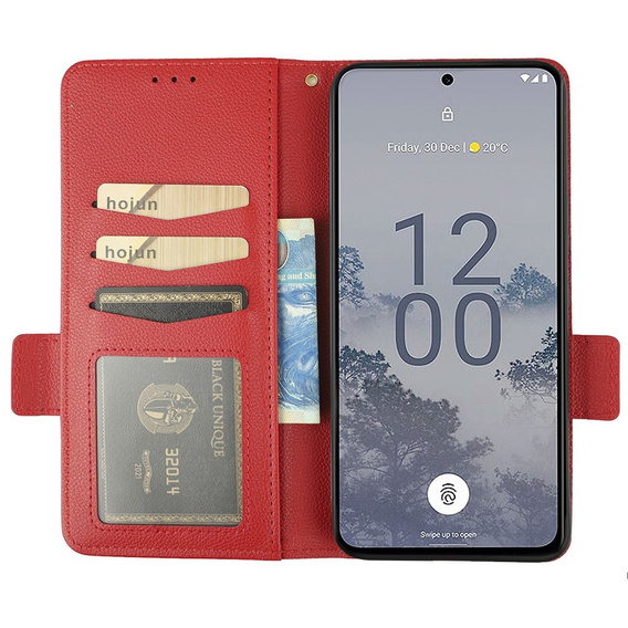 Откидной чехол для Nokia X30 5G, Wallet Litchi Magnet Case, красный