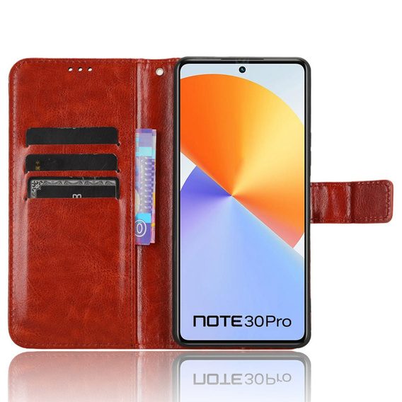 Футляр з клапаном для Infinix Note 30 Pro 4G, Crazy Horse Wallet, коричневий