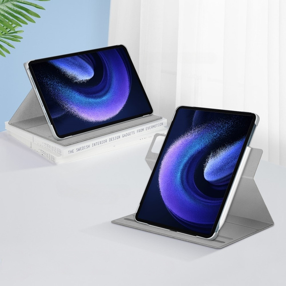 Чехол для Xiaomi Pad 6 с держателем для стилуса, вращающийся на 360°, серый