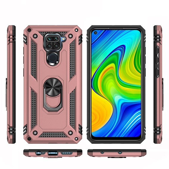 Броньований Чoхол до Xiaomi Redmi Note 9, Nox Case Ring, рожевий rose gold