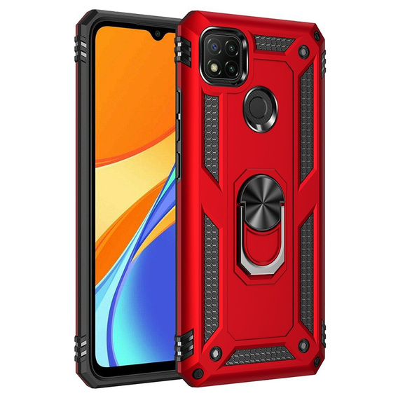 Бронированный Чехол до Xiaomi Redmi 9C, Nox Case Ring, красный