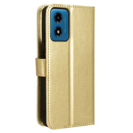 Откидной чехол для Motorola Moto G24 / G24 Power / G04, Crazy Horse Wallet, золотой