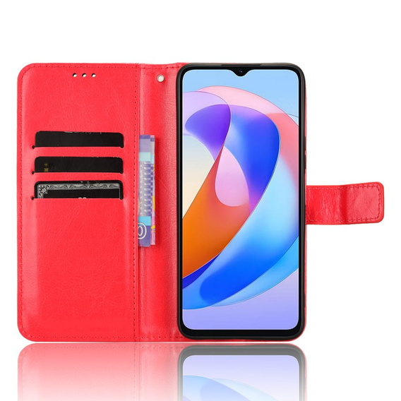 Откидной чехол для Honor Magic 6 Lite 5G, Crazy Horse Wallet, красный