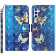 Откидной чехол для Samsung Galaxy A35 5G, Wallet, Butterflies синий