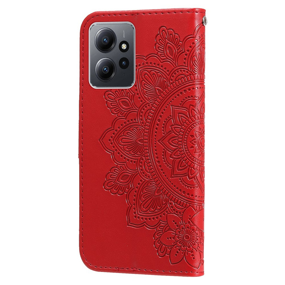 Откидной чехол для Xiaomi Redmi Note 12 4G, Mandala Flower, красный