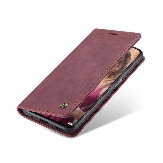 Чехол CASEME для Xiaomi Redmi Note 10 Pro, Leather Wallet Case, красный